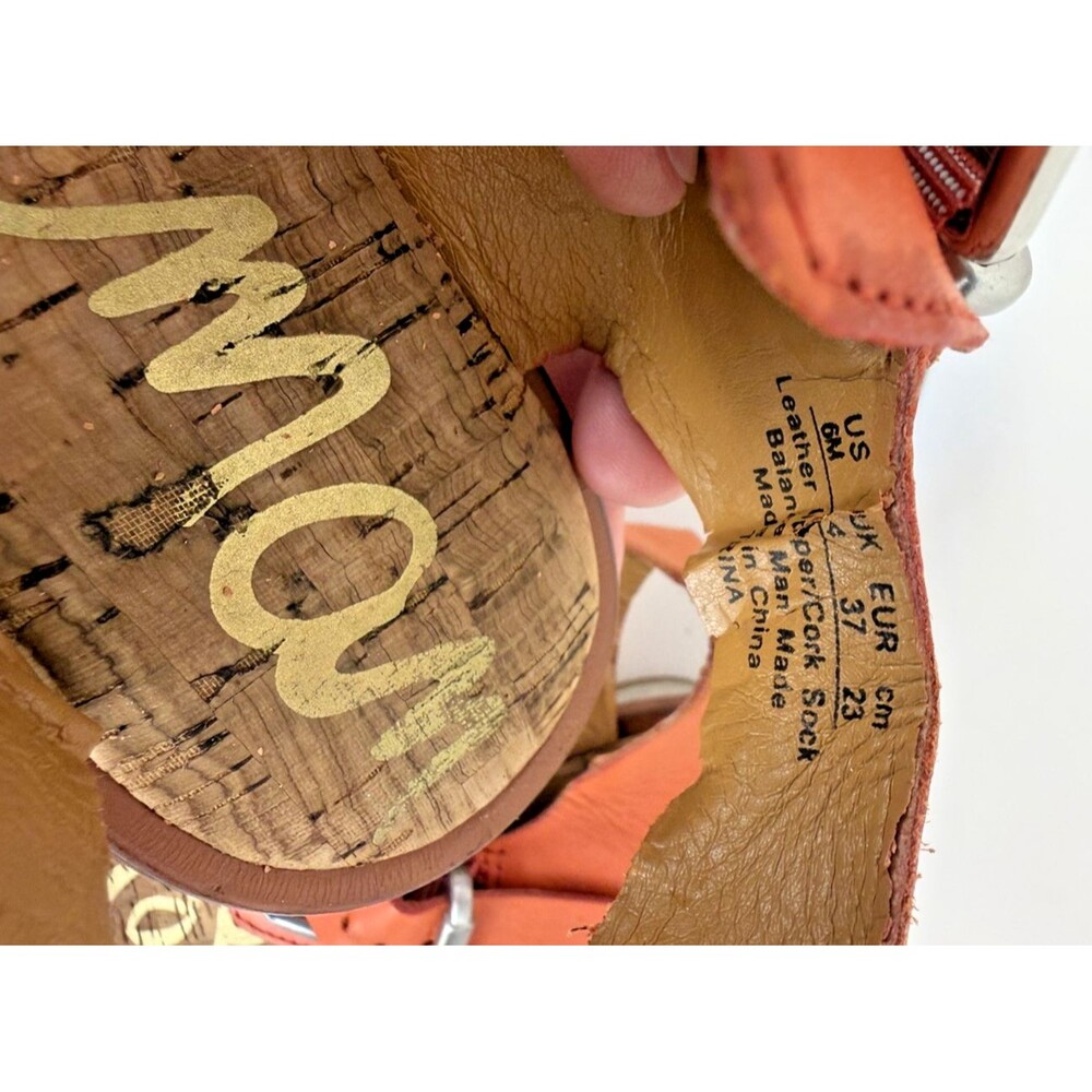 Sam Edelman Trina Sandals Leopard Print Mandarin Orange Cork Block Heel 6M - Picture 15 of 16